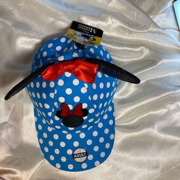NWT Disney Minnie Mouse PARK Cap with Sequenced EARS! Blue/White Polka Dots💙❤️ - Picture 6 of 11